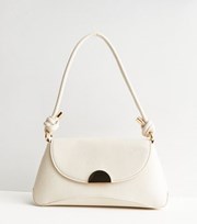 New Look Cream Leather-Look Knot Strap Shoulder Bag